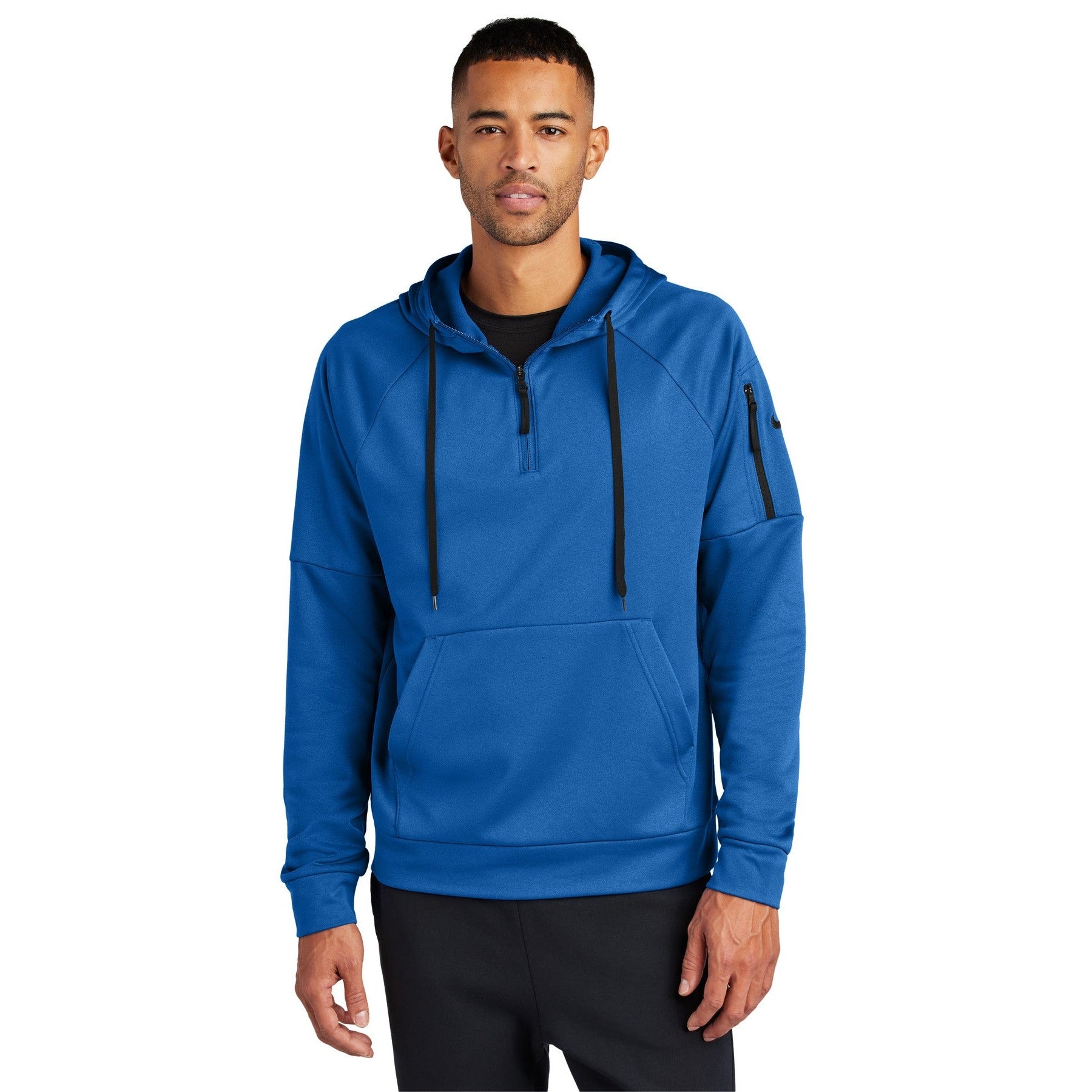 Nike-Nike Therma-FIT Pocket 1/4-Zip Fleece Hoodie NKFD9742-MedTech-5